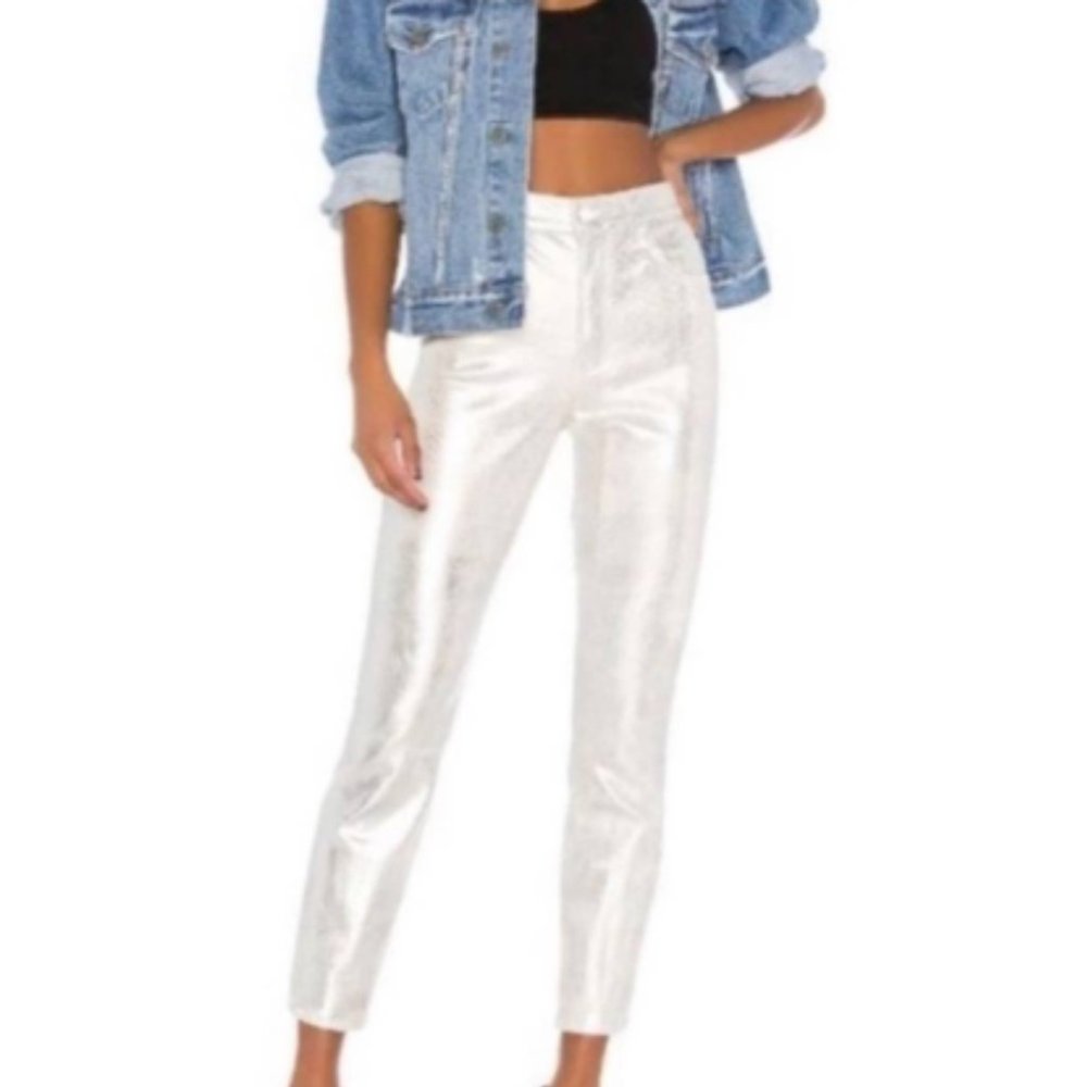 GRLFRND Karolina Silver Metallic Skinny Jean Size 26